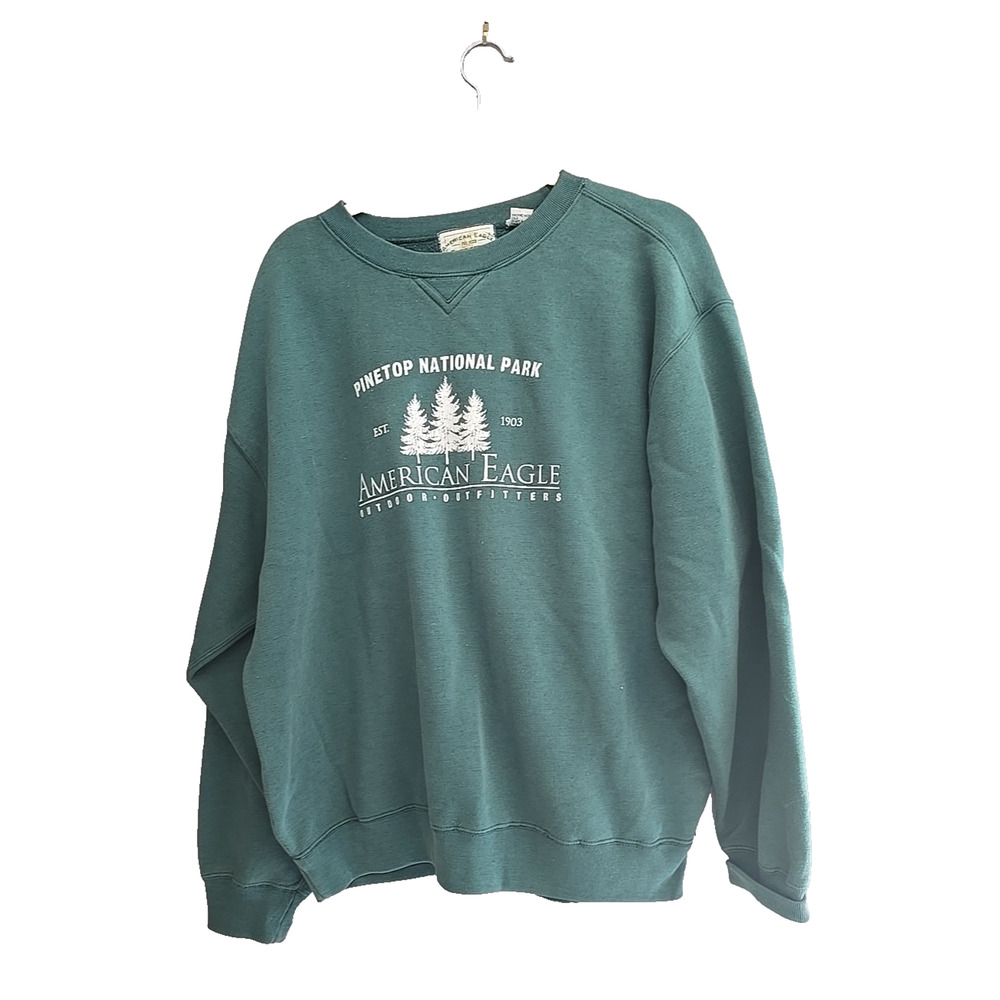 VTG American Eagle‎ Outfitters Green Pinetop National Park Sweatshirt Mens Sz XL